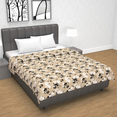 Divine Casa Floral Double Dohar for  AC Room(Cotton, Ivory Sunflowers)