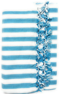 Sundri Bhagalpuri Striped Queen Top Sheet for  Mild Winter(Cotton, Blue, White)