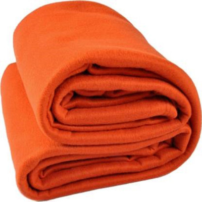 VORDVIGO Solid Single Fleece Blanket for  Mild Winter(Polyester, Orange)