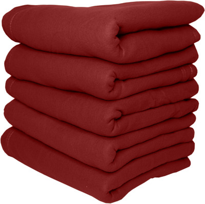 HOMIEE Solid Single Fleece Blanket for  AC Room(Polyester, 5 Red)
