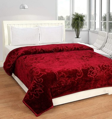 COMFORT PLANET Solid, Floral, Printed Double Woollen Blanket for  Heavy Winter(Microfiber, Maroon)