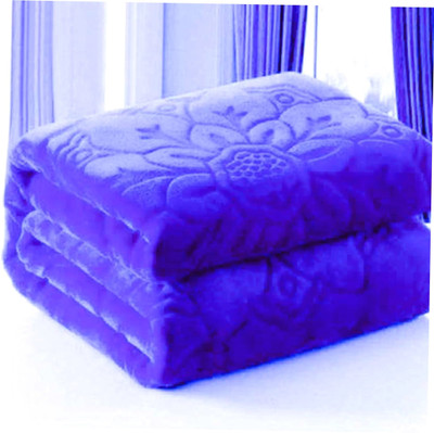 BLAN STAR Self Design Single Mink Blanket for  Heavy Winter(Microfiber, Blue)