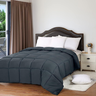 Linenovation Solid Double Comforter for  Heavy Winter(Polyester, Grey)