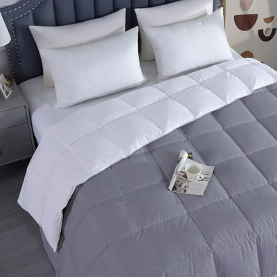 glaxy Solid Double Comforter for  AC Room(Microfiber, SILVER WHITE)
