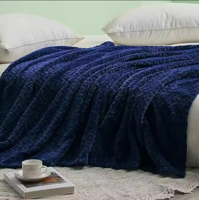 MORADO Geometric Single AC Blanket for  AC Room(Microfiber, Navy Blue)