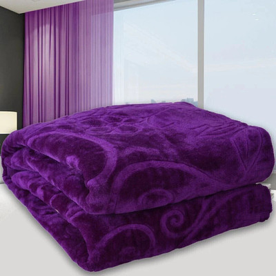 SPANGLE Self Design Double Mink Blanket for  Heavy Winter(Microfiber, Purple)