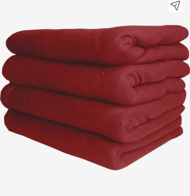 Home Sazawat Solid Single Fleece Blanket for  Heavy Winter(Polyester, Maroon)