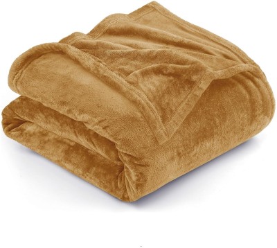 Cotton Bolls Textiles Solid Double Fleece Blanket for  AC Room(Microfiber, Brown)