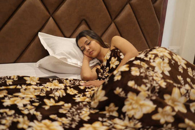 SANJU CORPORTION 3D Printed Double AC Blanket for  AC Room(Microfiber, 74 BROWN)