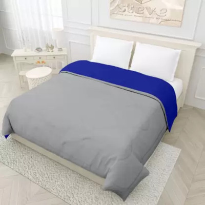 CRAZY WORLD Geometric Double Comforter for  Mild Winter(Poly Cotton, Blue, Grey)