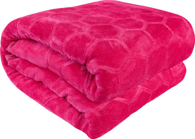 Cosito Floral Double Mink Blanket for  Heavy Winter(Woollen Blend, Pink)