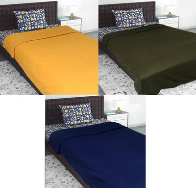 Evolife Embroidered King Fleece Blanket for  Mild Winter(Polyester, Rust +Green + Blue)