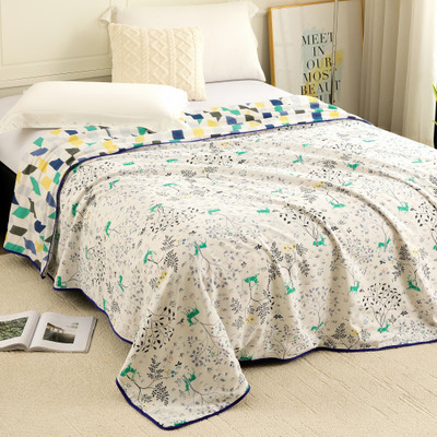 Story@home Printed Single AC Blanket for  AC Room(Cotton, Light Blue, White)