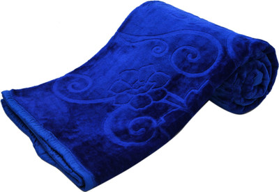 SIMAM Self Design Double Mink Blanket for  Mild Winter(Microfiber, Blue)