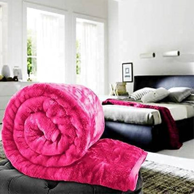 MFI Floral Double Mink Blanket for  Heavy Winter(Polyester, Pink)