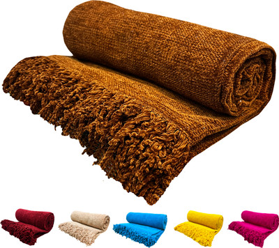 Fashion Throw Solid Crib Throw for  AC Room(Polyester, Camel)