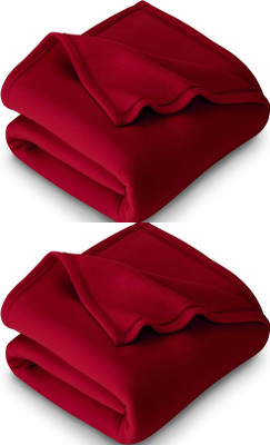 VORDVIGO Solid Single Fleece Blanket for  Heavy Winter(Polyester, Red)