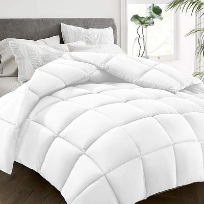 GREENPORT Solid Single Comforter for  Heavy Winter(Microfiber, White)