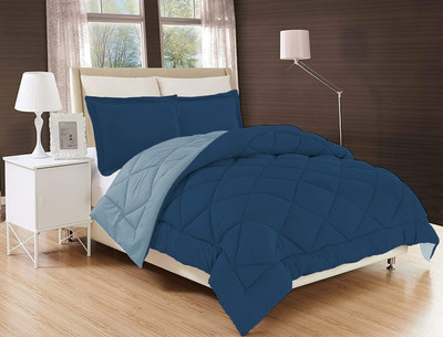 NK Handlooms Solid Double Comforter for  Heavy Winter(Poly Cotton, skyblue&blue)