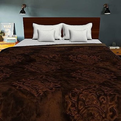 TUNDWAL'S Floral Double Mink Blanket for  Mild Winter(Microfiber, Brown)