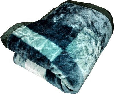 HOMIEE Floral Single Sherpa Blanket for  Heavy Winter(Polyester, Blue Printed)