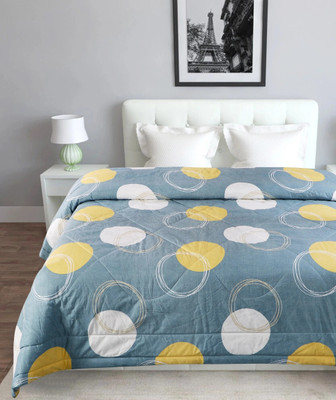Floating Dreams Printed Double AC Blanket for  AC Room(Poly Cotton, Blue)