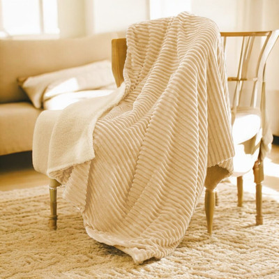 Hazydecor Solid Single Sherpa Blanket for  AC Room(Woollen Blend, Beige, Blue, Green)