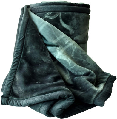 HOMIEE Floral Double Sherpa Blanket for  Heavy Winter(Polyester, grey wh flower)