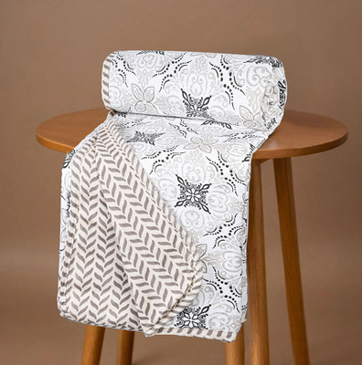 VAS COLLECTIONS Floral Double Dohar for  AC Room(Cotton, White)