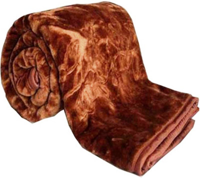 ACZO FEEL Floral Double Mink Blanket for  Heavy Winter(Microfiber, Brown)