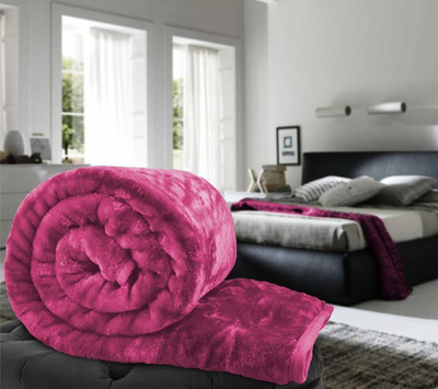 DORISTYLE Self Design Single Mink Blanket for  Heavy Winter(Microfiber, Wine)