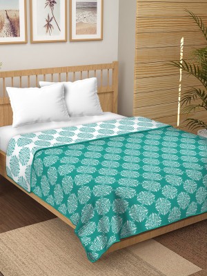 Comfowell Floral Single Dohar for  AC Room(Cotton, S Green Phool Laddi)