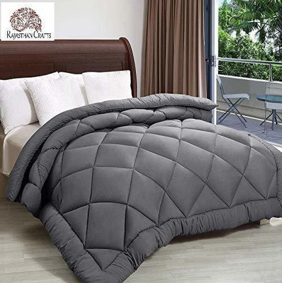 CRAZY WORLD Solid Double Comforter for  Mild Winter(Microfiber, Grey)