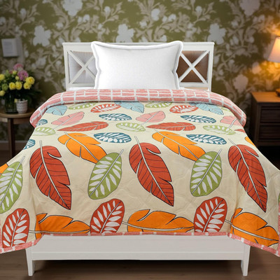 KWALITY DREAMS Printed Single AC Blanket for  AC Room(Poly Cotton, Red Leaf)