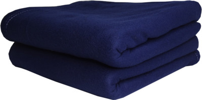 HOMIEE Solid Single Fleece Blanket for  Heavy Winter(Polyester, Blue)
