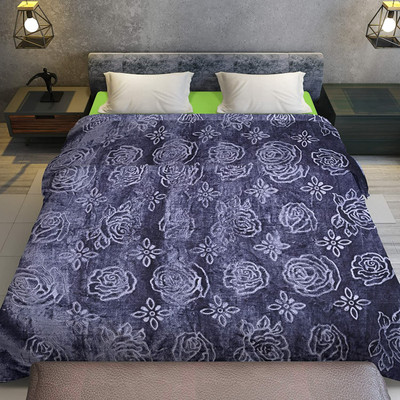 ACZO FEEL Polka Double Mink Blanket for  Heavy Winter(Microfiber, Grey)