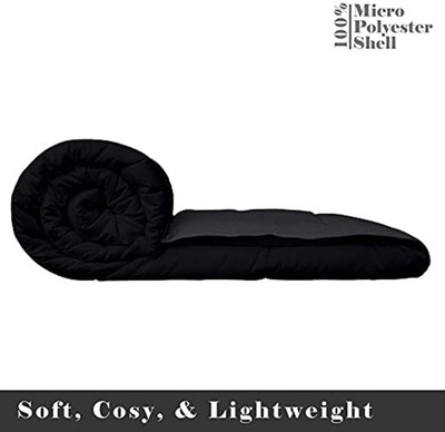 Relaxfeel Solid Single Comforter for  Heavy Winter(Poly Cotton, Black & Grey)