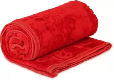 ARIVETS Solid Single Mink Blanket for  AC Room(Microfiber, Red)