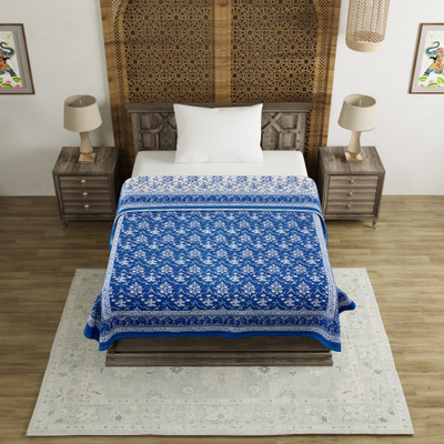 Blocks Of India Printed Single Dohar for  AC Room(Cotton, Light Blue)