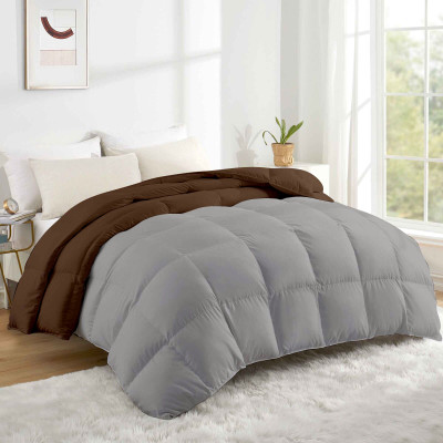 Razzai Solid Single Comforter for  Heavy Winter(Microfiber, Chocolate, Silver)