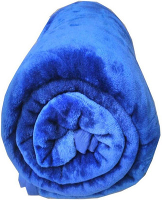 SIMAM Self Design Double Mink Blanket for  Mild Winter(Microfiber, Blue)