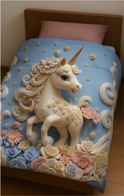 RAJ LAXMI INDUSTRIES Printed Single Comforter for  Mild Winter(Poly Cotton, Light Blue)