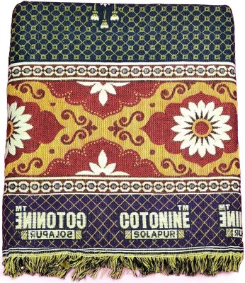 Cotonine Floral Double Top Sheet for  AC Room(Cotton, Denim Blue)