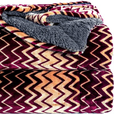 BSB HOME Solid Single Sherpa Blanket for  Heavy Winter(Polyester, Maroon & Grey)