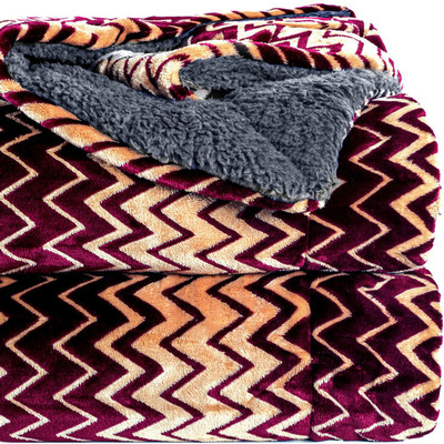 VAS COLLECTIONS Solid Single Sherpa Blanket for  Heavy Winter(Polyester, Maroon)