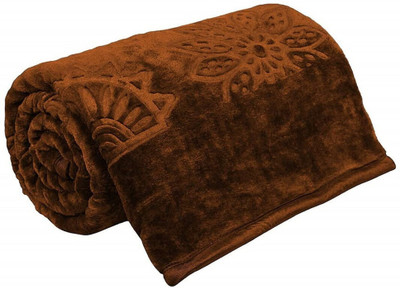 Mayk Solid Double Mink Blanket for  AC Room(Microfiber, Brown)