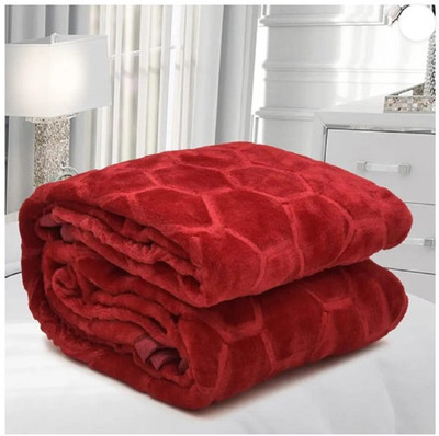 TUNDWAL'S Floral Double Mink Blanket for  Mild Winter(Microfiber, Maroon)