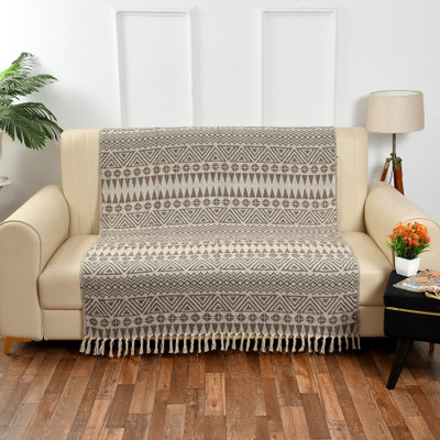 weavers hut Floral Single Throw for  AC Room(Cotton, Brown)