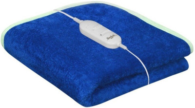 Comfort Ideas Solid Single Electric Blanket for  Heavy Winter(Poly Cotton, Blue)