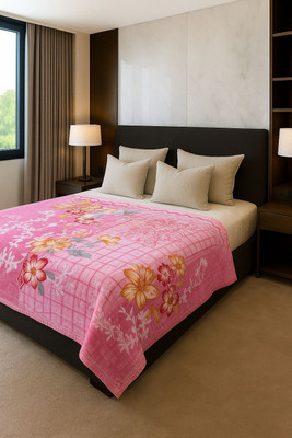 Signature Abstract Double Mink Blanket for  Mild Winter(Polyester, Pastel Rose)